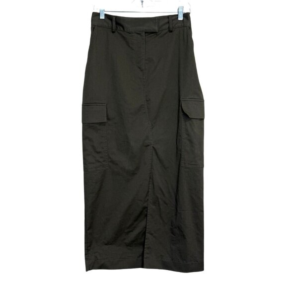 Mint Velvet Womens Cargo Pencil Skirt Olive Green Front-Slit Pockets US Size 6 - Picture 1 of 7